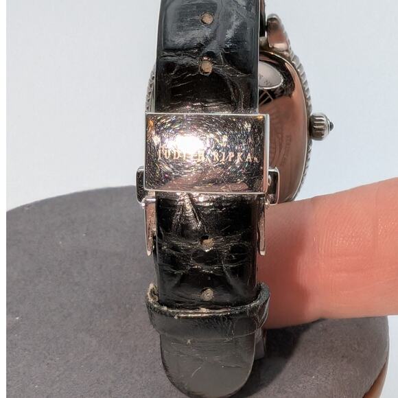 Judith Ripka MOP Sterling Silver Case Genuine Leather Band Double Heart Watch - Picture 7 of 10